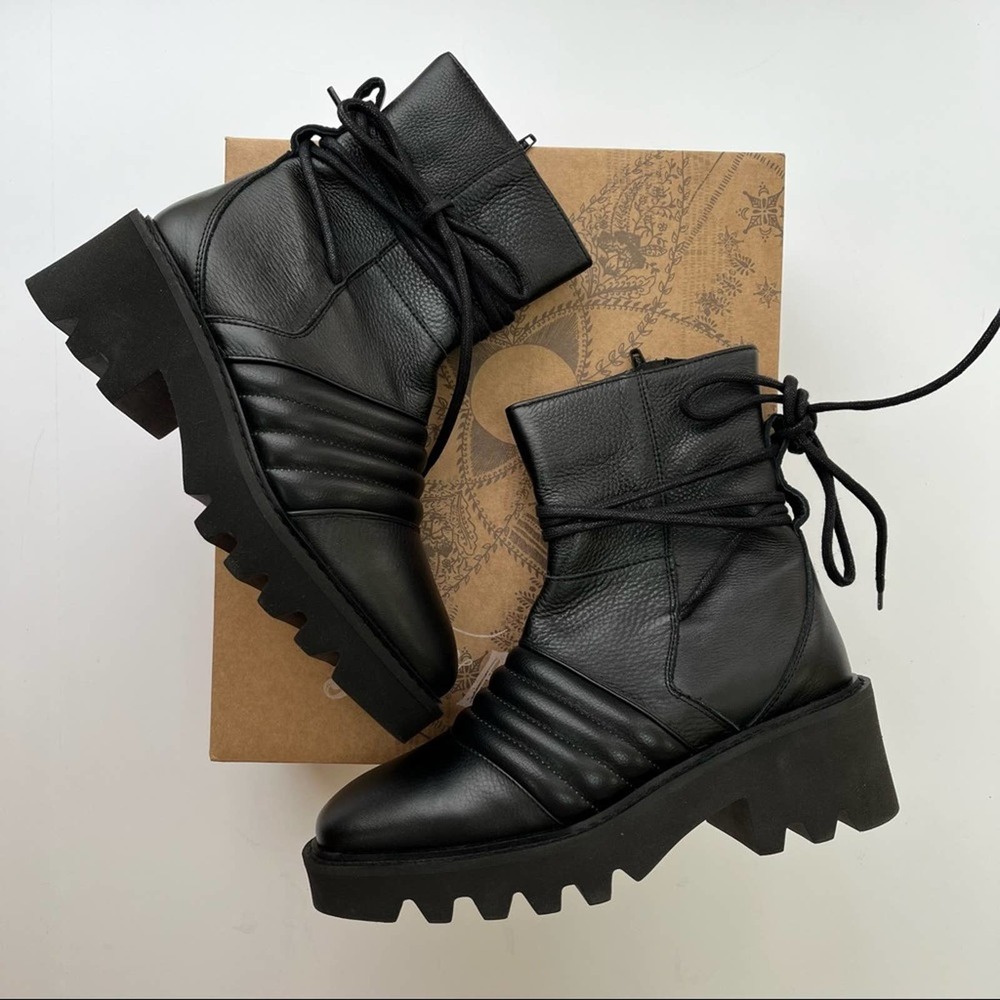 Free People Tori Leather Padded Moto Boot - Picture 4 of 7